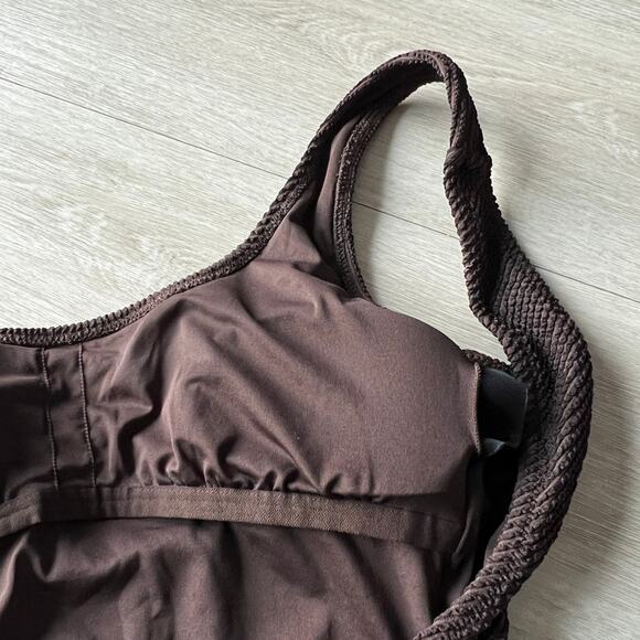 J Crew Claudia Scrunchie One Piece Swimsuit Size 6 Brown Textured - Picture 7 of 9